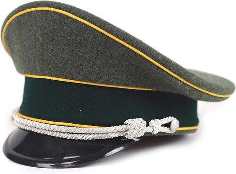 German WW2 Officer Visor Cap Cavalry Yellow Piping Wool Wehrmacht Peaked Cap New Made (US, Numeric, 7 5/8) in Saudi Arabia