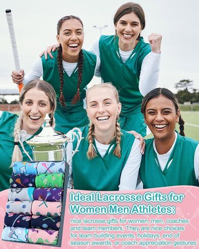 12 Pairs Funny Lacrosse Socks for Women Teens Girls Boys Novelty Cotton Athletic Crew Socks Sports Senior Night Gifts Accessories for Lacrosse Lover Team Player Coach in Kuwait