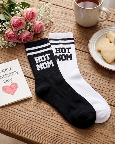 Janmercy 2 Pairs Cool Mama Socks for Mom Black White Stripe Crew Sock New Mom Gifts Best Mommy Gifts for Birthday Baby Shower in Kuwait