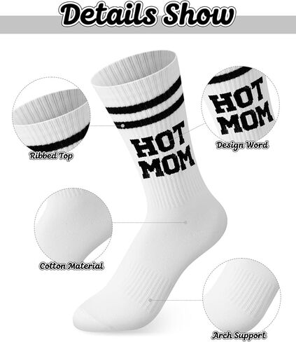 Janmercy 2 Pairs Cool Mama Socks for Mom Black White Stripe Crew Sock New Mom Gifts Best Mommy Gifts for Birthday Baby Shower in Kuwait