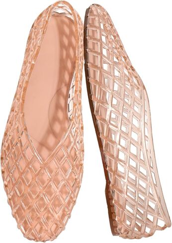 UniqueStride Women's Jelly Ballet Flats Comfortable Casual Mary Jane Flat Lightweight Mesh Clear Beach-Sandals Summer Beach Hollow Dressy Shoes in Kuwait