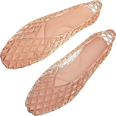 UniqueStride Women's Jelly Ballet Flats Comfortable Casual Mary Jane Flat Lightweight Mesh Clear Beach-Sandals Summer Beach Hollow Dressy Shoes in Kuwait