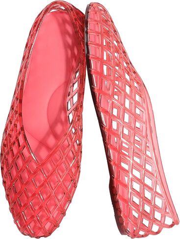 UniqueStride Women's Jelly Ballet Flats Comfortable Casual Mary Jane Flat Lightweight Mesh Clear Beach-Sandals Summer Beach Hollow Dressy Shoes in Kuwait
