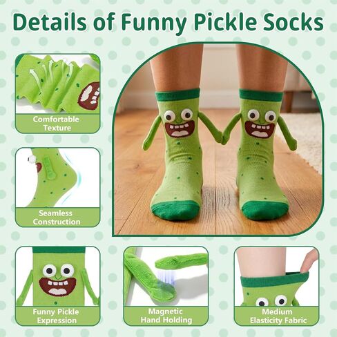Funny Pickle Socks for Women Men Novelty Silly Magnetic Socks That Hold Hands Gag Gifts for Pickle Lovers Friends in Saudi Arabia