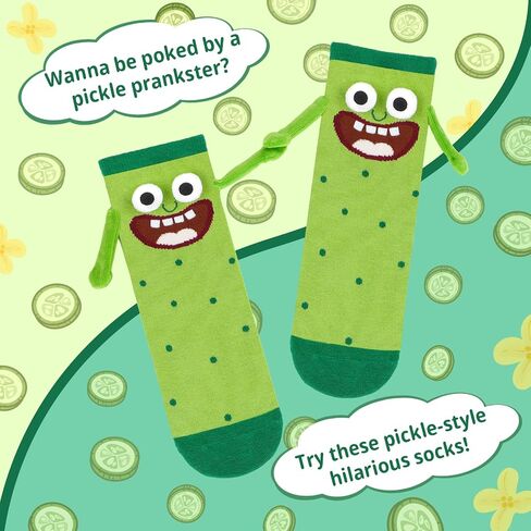 Funny Pickle Socks for Women Men Novelty Silly Magnetic Socks That Hold Hands Gag Gifts for Pickle Lovers Friends in Saudi Arabia