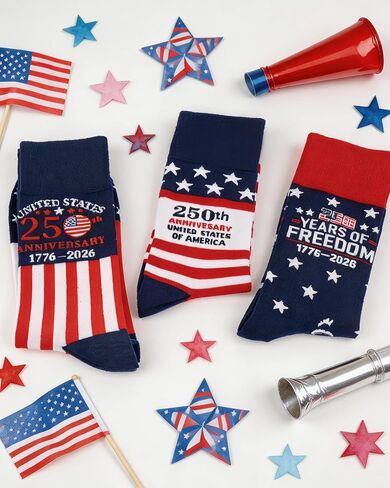 3 Pairs American Flag Socks for Women Men- USA 250th Anniversary Merchandise with Gift Box | Premium Breathable Cotton Blend Red White Blue Socks, 4th of July Independence Day Holiday Gift Socks in Saudi Arabia