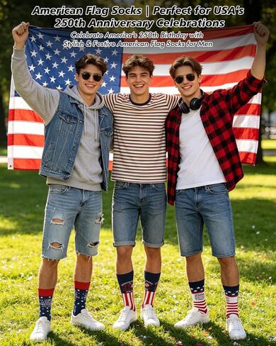 3 Pairs American Flag Socks for Women Men- USA 250th Anniversary Merchandise with Gift Box | Premium Breathable Cotton Blend Red White Blue Socks, 4th of July Independence Day Holiday Gift Socks in Saudi Arabia