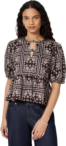 Amazon Essentials Women's Cotton Sateen Relaxed-Fit Peplum Blouse in Kuwait