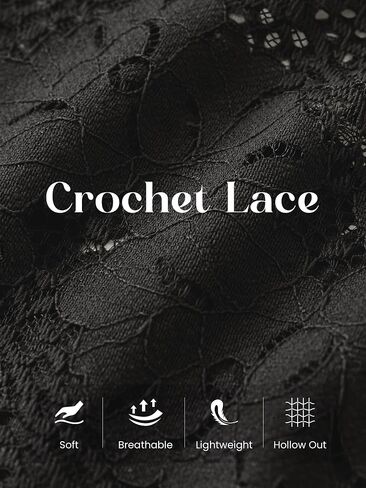 Simplee Womens Summer Lace Tops Boho Hollow Out Crochet Cute Ruffle Peplum Top Western Babydoll Blouses Shirts Beach Vacation in Kuwait