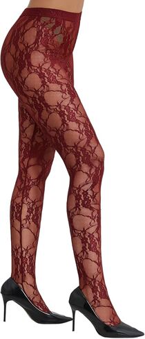 RSLOVE Lace Tights for Women - Floral Pattern Pantyhose Sheer Stockings with Stretch High Waist Design Clubwear Outfit in Kuwait