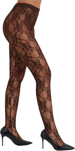 RSLOVE Lace Tights for Women - Floral Pattern Pantyhose Sheer Stockings with Stretch High Waist Design Clubwear Outfit in Kuwait