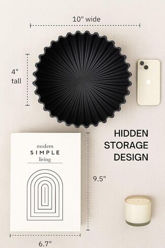 Decorative Bowl with Hidden Faux Book Storage – Modern Matte Black Resin Catchall for Coffee Table, Entryway, Console & Bedroom Decor in Kuwait