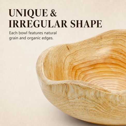 Elsjoy Decorative Natural Wood Bowl, Rustic Wooden Fruit Bowl, Creative Irregular Shaped Wood Serving Bowl for Snack, Candy, Keys, Home Decor in Kuwait