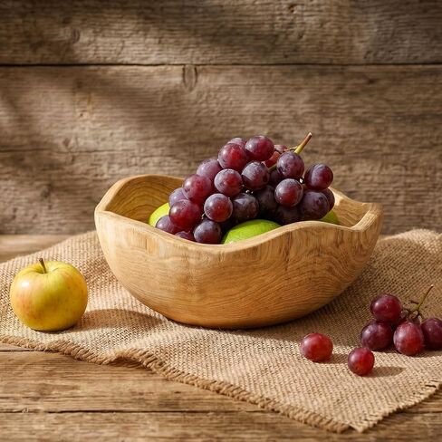 Elsjoy Decorative Natural Wood Bowl, Rustic Wooden Fruit Bowl, Creative Irregular Shaped Wood Serving Bowl for Snack, Candy, Keys, Home Decor in Kuwait