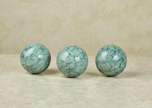 Cambria Ivory Beige Marbled Orbs Sphere Balls 4 inches Diameter for Centerpiece Bowl and Tray Displays Set of Three Orbs Only in Kuwait