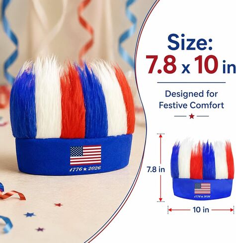 Patriotic Hairy Headband for 4th of July Costume Accessories 4th of July Headband Independence Day Celebrations Patriotic 250th Anniversary Party Costume Headband Hat in Saudi Arabia