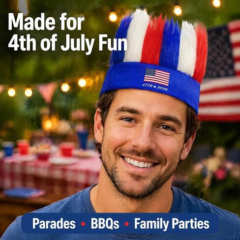 Patriotic Hairy Headband for 4th of July Costume Accessories 4th of July Headband Independence Day Celebrations Patriotic 250th Anniversary Party Costume Headband Hat in Saudi Arabia