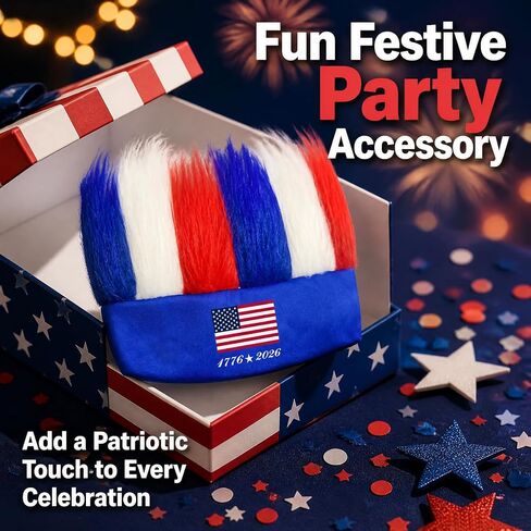 Patriotic Hairy Headband for 4th of July Costume Accessories 4th of July Headband Independence Day Celebrations Patriotic 250th Anniversary Party Costume Headband Hat in Saudi Arabia