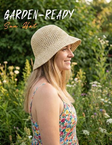 Women Straw Sun Hat Packable Foldable Floppy Wide Brim Beach Bucket Hat UV Protection Travel Vacation Accessories in Kuwait