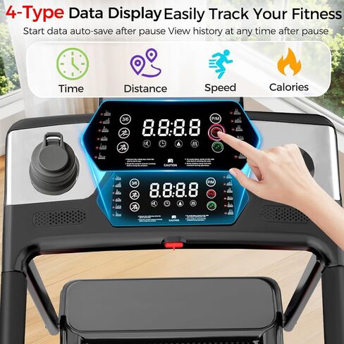 Folding Treadmill, 3.0 HP Foldable Portable Treadmills for Home Small Compact Treadmill 300 LBS Capacity with 12 Preset Programs LED Display Walking Running Treadmills for Office in Saudi Arabia