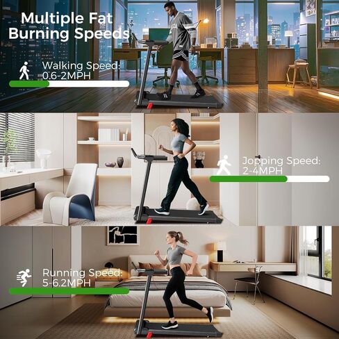 Folding Treadmill, 3.0 HP Foldable Portable Treadmills for Home Small Compact Treadmill 300 LBS Capacity with 12 Preset Programs LED Display Walking Running Treadmills for Office in Saudi Arabia
