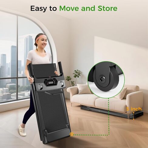 Folding Treadmill, 3.0 HP Foldable Portable Treadmills for Home Small Compact Treadmill 300 LBS Capacity with 12 Preset Programs LED Display Walking Running Treadmills for Office in Saudi Arabia