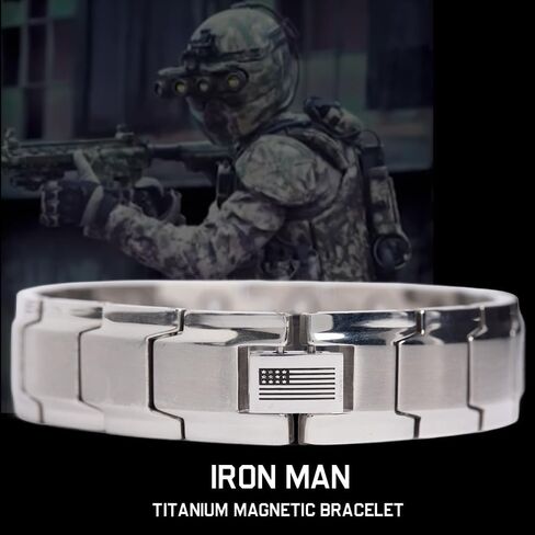 Hero Company Magnetic Bracelet - ‘Iron Man Armor’ Titanium Magnetic Bracelet for Father's Day - Helps Pair Veterans With A Service Dog in Saudi Arabia