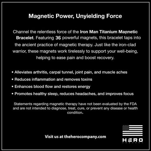 Hero Company Magnetic Bracelet - ‘Iron Man Armor’ Titanium Magnetic Bracelet for Father's Day - Helps Pair Veterans With A Service Dog in Saudi Arabia