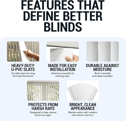 California Blinds Company Vertical Blinds Replacement Slats 82.5" White Vinyl PVC Slats for Sliding Glass & Patio Door Blinds, Durable Blind Slats Replacement (12 Pack) in Saudi Arabia