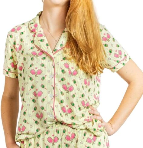 The Royal Standard Womens Pajama TOP Pickleballer Short Sleeve Button Up Sleep Shirt Sizes XS-XXL in Saudi Arabia