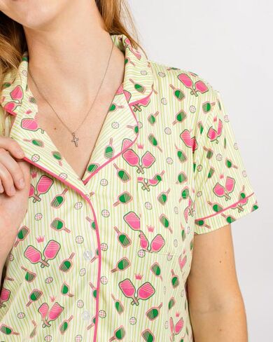 The Royal Standard Womens Pajama TOP Pickleballer Short Sleeve Button Up Sleep Shirt Sizes XS-XXL in Saudi Arabia