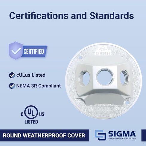 Sigma Electric, White 14383WH 1/2-Inch 3 Hole Round Lamp Holder Cover, Size in Kuwait