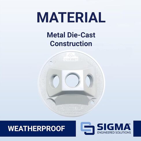 Sigma Electric, White 14383WH 1/2-Inch 3 Hole Round Lamp Holder Cover, Size in Kuwait