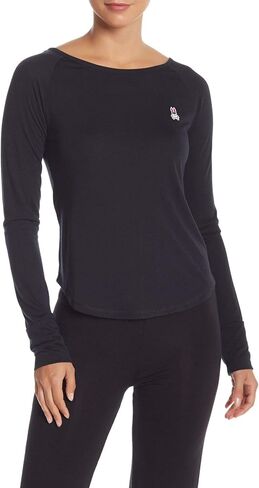 Psycho Bunny Women's Raglan Sleeve Pajama Tee (Black, Medium) in Kuwait