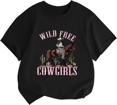 Cowgirls Shirts for Girls Western Country Rodeo T Shirts Horse Graphic Tees Kids Cowboy Vintage Short Sleeve Tops in Kuwait