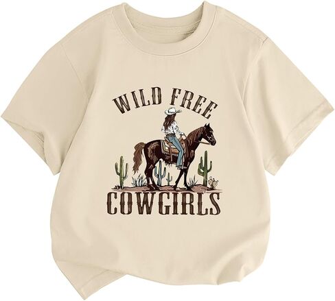 Cowgirls Shirts for Girls Western Country Rodeo T Shirts Horse Graphic Tees Kids Cowboy Vintage Short Sleeve Tops in Saudi Arabia