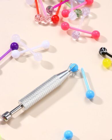 64Pcs 14G Glow in Dark Tongue Barbell Nipple Ring Retainer Flexible Acrylic Straight Tongue Rings Piercing Jewelry for Women Men 14mm Bar in Kuwait