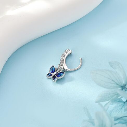 ONEFINITY Butterfly Belly Button Ring 925 Sterling Silver Butterfly Dangle Navel Rings Clicker Body Piercing Jewelry Gifts for Women in Kuwait