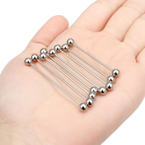 Industrial Piercing Jewelry Surgical Steel Industrial Bar Jewelry Extra Long Mix Sizes Straight Barbell for Women Men 16G 14G Bar Length 35mm/38mm/40mm/45mm in Kuwait