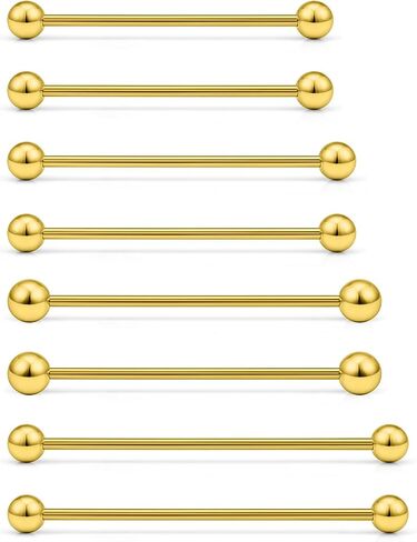 Industrial Piercing Jewelry Surgical Steel Industrial Bar Jewelry Extra Long Mix Sizes Straight Barbell for Women Men 16G 14G Bar Length 35mm/38mm/40mm/45mm in Kuwait