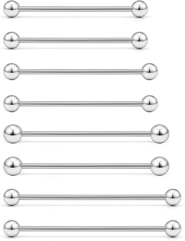 Industrial Piercing Jewelry Surgical Steel Industrial Bar Jewelry Extra Long Mix Sizes Straight Barbell for Women Men 16G 14G Bar Length 35mm/38mm/40mm/45mm in Kuwait