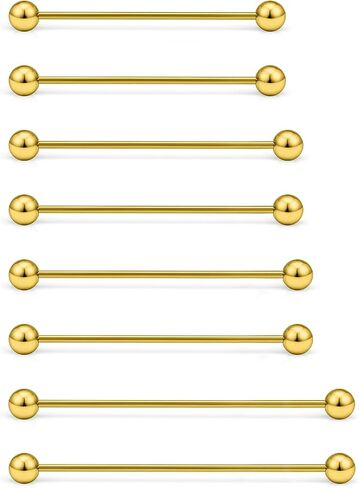 Industrial Piercing Jewelry Surgical Steel Industrial Bar Jewelry Extra Long Mix Sizes Straight Barbell for Women Men 16G 14G Bar Length 35mm/38mm/40mm/45mm in Kuwait