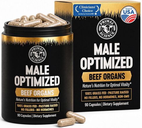 Beef Organ Supplement for Men 100% Grass Fed Beef Testicle, Prostate, Liver & Bone Matrix High Absorption with Black Pepper Non-GMO, Hormone Free, Made in USA 90 Capsules in Saudi Arabia