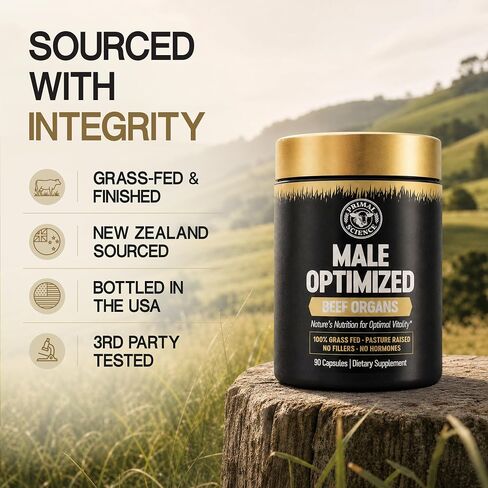 Beef Organ Supplement for Men 100% Grass Fed Beef Testicle, Prostate, Liver & Bone Matrix High Absorption with Black Pepper Non-GMO, Hormone Free, Made in USA 90 Capsules in Saudi Arabia