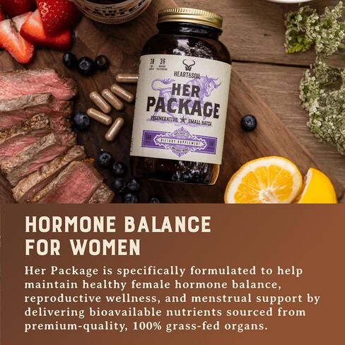 HEART & SOIL – Her Package – 100% Grass Fed & Finished Ovary, Uterus, Liver, & Kidney – Helps Maintain Hormone Balance & Reproductive Wellness - Menstrual & Menopause Support – 180 Capsules in Saudi Arabia