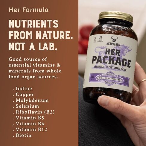 HEART & SOIL – Her Package – 100% Grass Fed & Finished Ovary, Uterus, Liver, & Kidney – Helps Maintain Hormone Balance & Reproductive Wellness - Menstrual & Menopause Support – 180 Capsules in Saudi Arabia