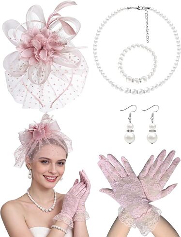 5 Pcs Tea Party Hats for Women Accessories Set Fascinator Hat for Women for 1920s Party Vintage Costume Wedding Easter Garden Party Dress Up in Saudi Arabia