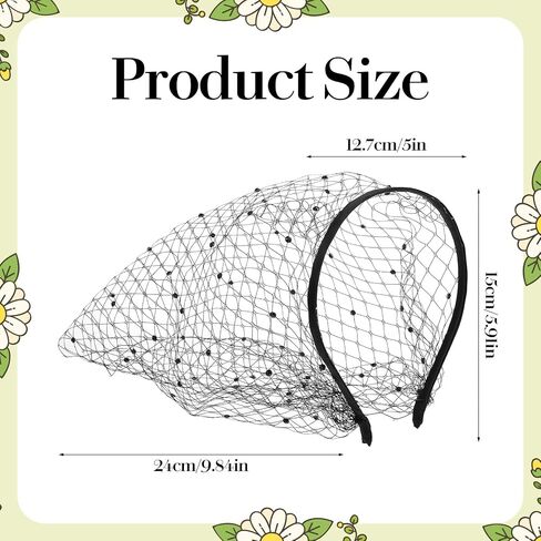 2 PCS Birdcage Veil with Black Lace Gloves, Black Mesh Veils for Women Fascinators Hats with Rhinestone for Women, Funeral Veil Headband for Woman Bridal Wedding Tea Party Funeral Church Costume in Saudi Arabia