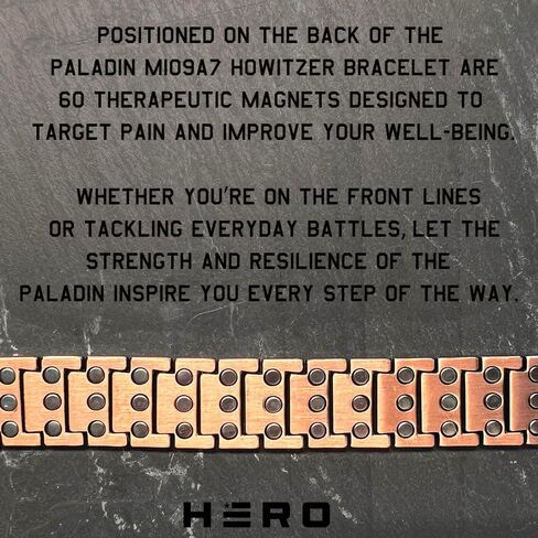 Hero Company Titanium Copper Magnetic Bracelet - ‘Paladin M109A7 Howitzer’ Bracelet for Father's Day - Helps Pair Veterans With A Service Dog in Saudi Arabia
