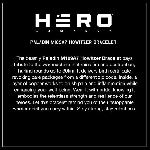 Hero Company Titanium Copper Magnetic Bracelet - ‘Paladin M109A7 Howitzer’ Bracelet for Father's Day - Helps Pair Veterans With A Service Dog in Saudi Arabia